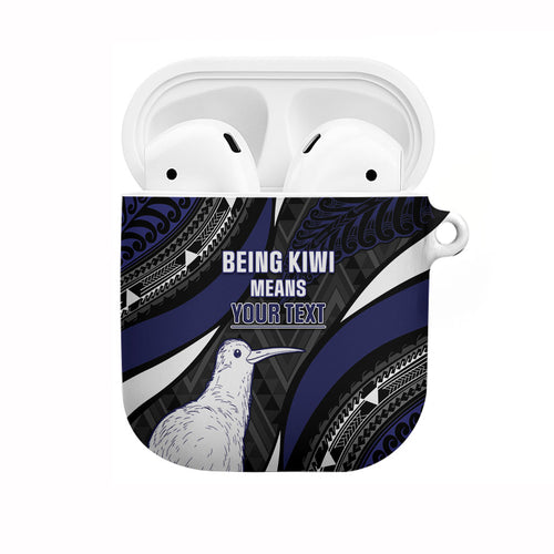 Personalised New Zealand Kiwi AirPods Case Silver Fern Tribal Pattern