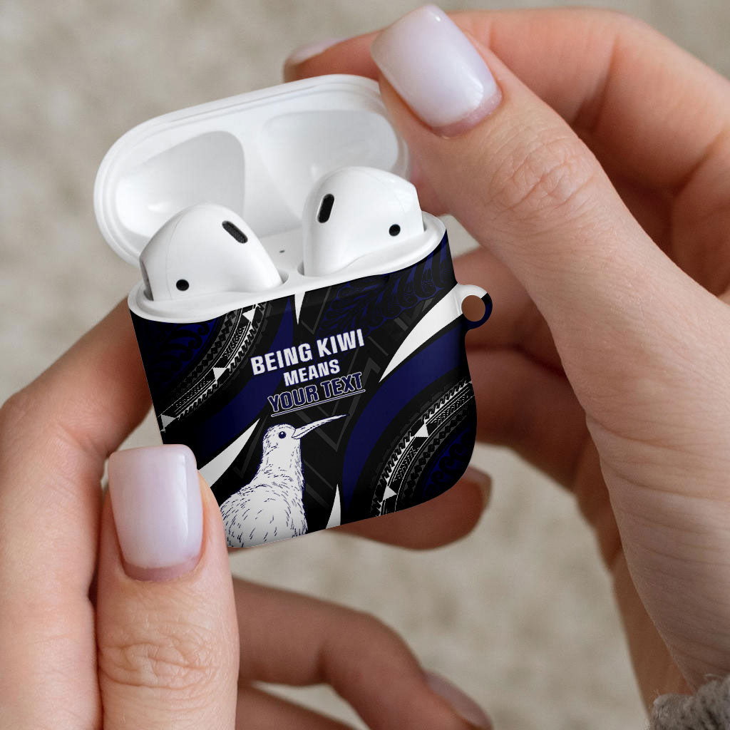 Personalised New Zealand Kiwi AirPods Case Silver Fern Tribal Pattern