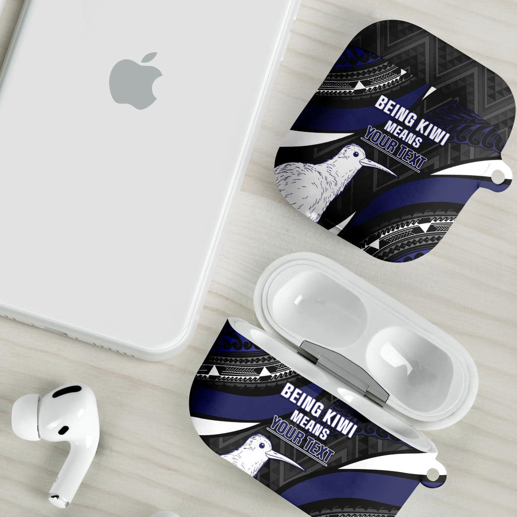 Personalised New Zealand Kiwi AirPods Case Silver Fern Tribal Pattern