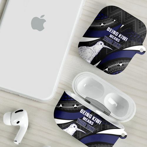 Personalised New Zealand Kiwi AirPods Case Silver Fern Tribal Pattern