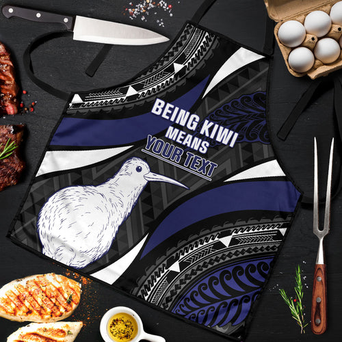 Personalised New Zealand Kiwi Apron Silver Fern Tribal Pattern