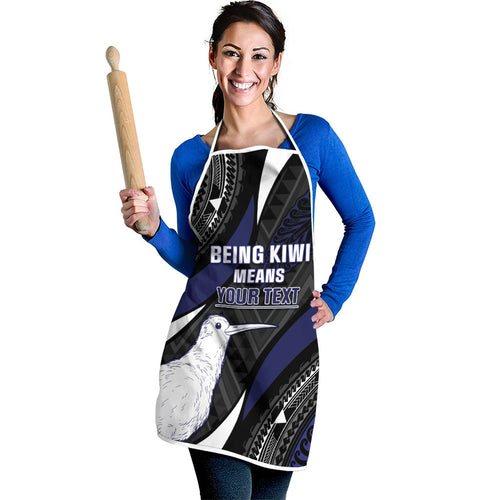Personalised New Zealand Kiwi Apron Silver Fern Tribal Pattern