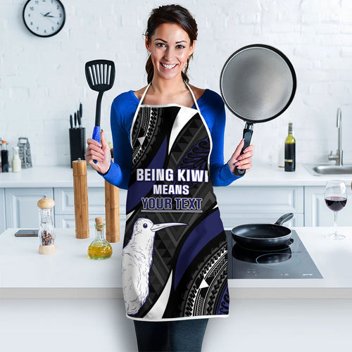 Personalised New Zealand Kiwi Apron Silver Fern Tribal Pattern
