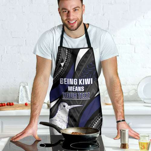 Personalised New Zealand Kiwi Apron Silver Fern Tribal Pattern