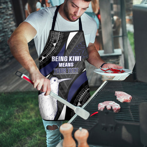 Personalised New Zealand Kiwi Apron Silver Fern Tribal Pattern