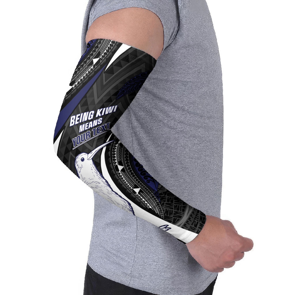Personalised New Zealand Kiwi Arm Sleeves Silver Fern Tribal Pattern