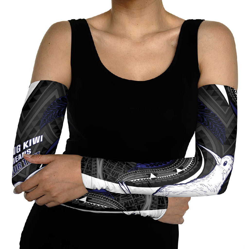 Personalised New Zealand Kiwi Arm Sleeves Silver Fern Tribal Pattern
