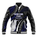 Personalised New Zealand Kiwi Baseball Jacket Silver Fern Tribal Pattern