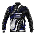 Personalised New Zealand Kiwi Baseball Jacket Silver Fern Tribal Pattern
