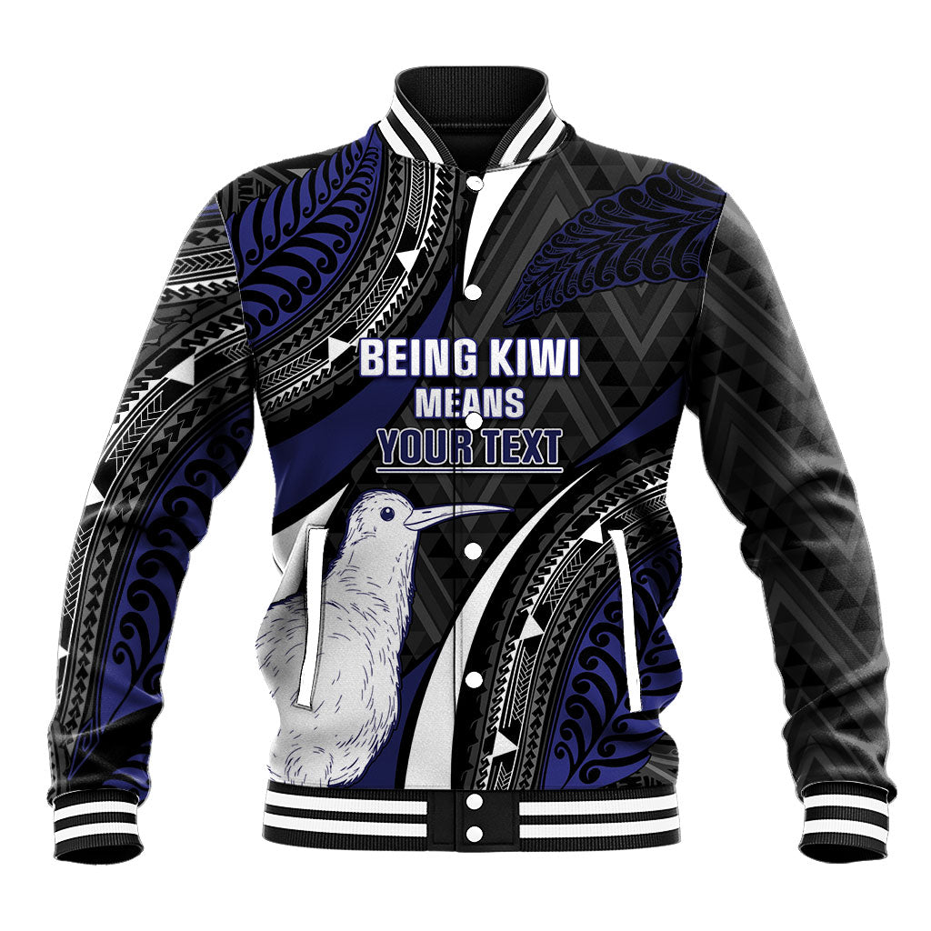 Personalised New Zealand Kiwi Baseball Jacket Silver Fern Tribal Pattern
