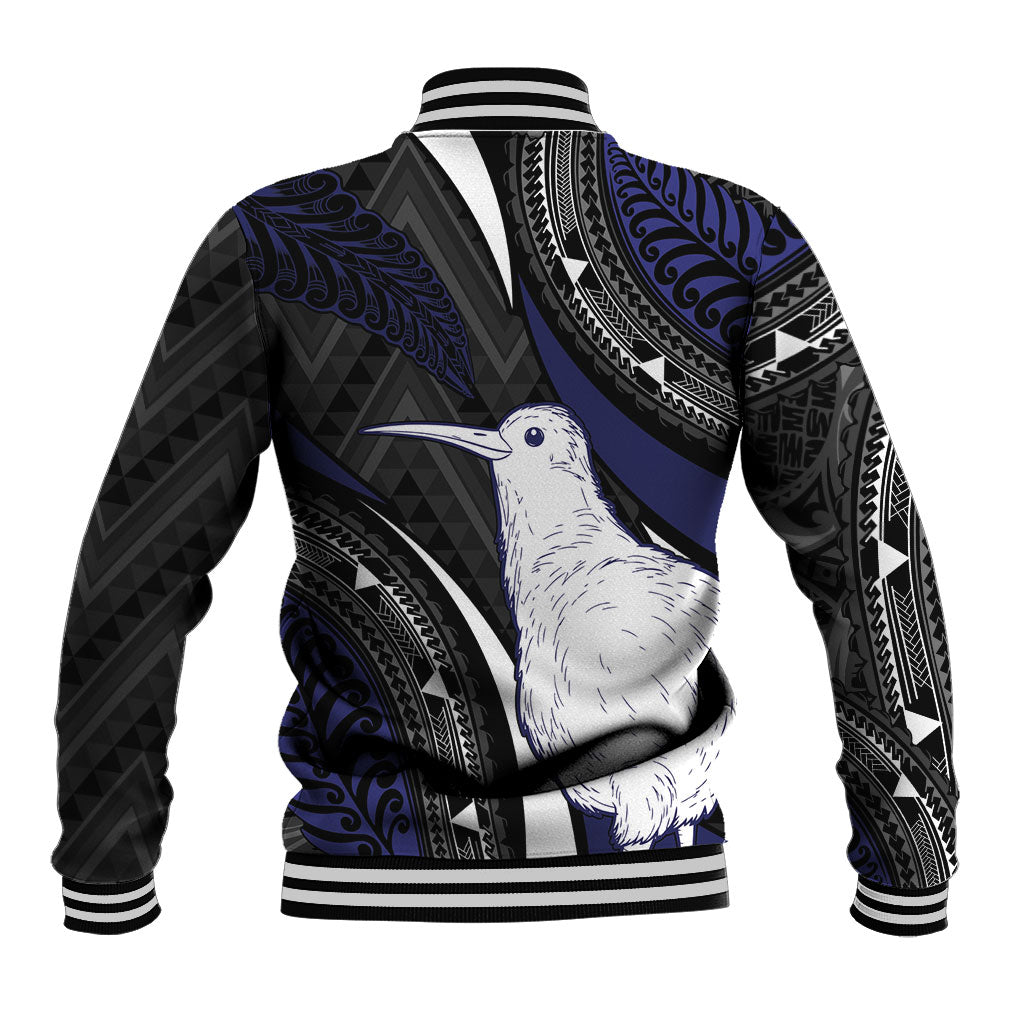 Personalised New Zealand Kiwi Baseball Jacket Silver Fern Tribal Pattern