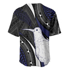 Personalised New Zealand Kiwi Baseball Jersey Silver Fern Tribal Pattern