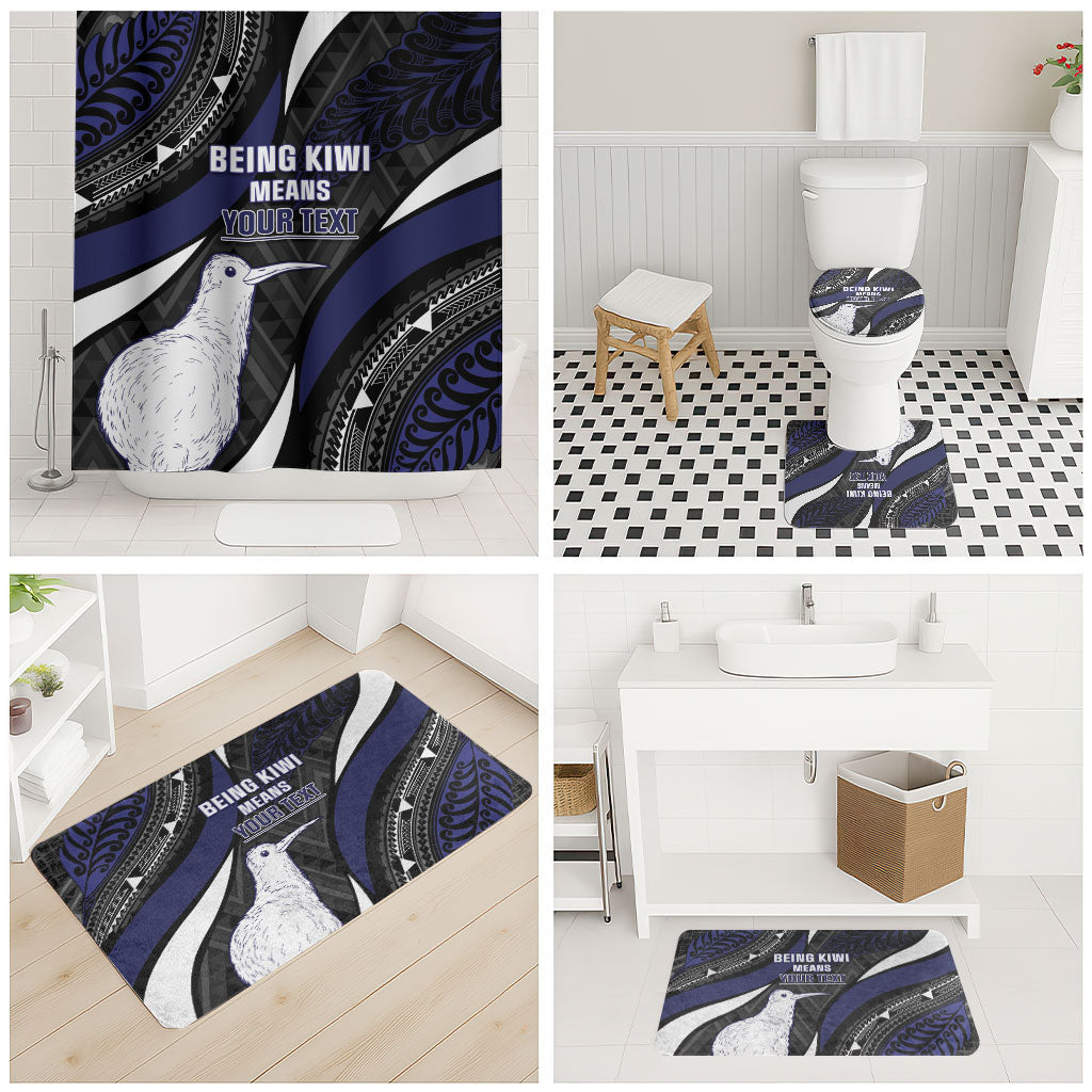 Personalised New Zealand Kiwi Bathroom Set Silver Fern Tribal Pattern
