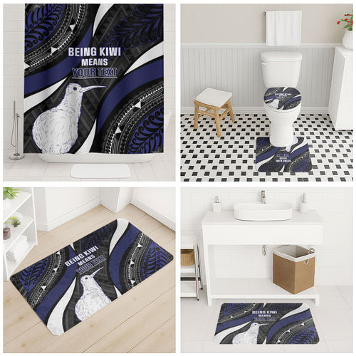 Personalised New Zealand Kiwi Bathroom Set Silver Fern Tribal Pattern
