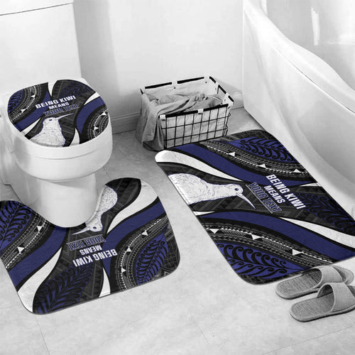 Personalised New Zealand Kiwi Bathroom Set Silver Fern Tribal Pattern