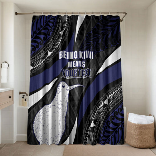 Personalised New Zealand Kiwi Bathroom Set Silver Fern Tribal Pattern