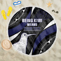 Personalised New Zealand Kiwi Beach Blanket Silver Fern Tribal Pattern