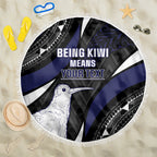 Personalised New Zealand Kiwi Beach Blanket Silver Fern Tribal Pattern