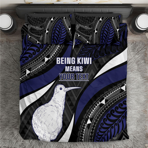 Personalised New Zealand Kiwi Bedding Set Silver Fern Tribal Pattern
