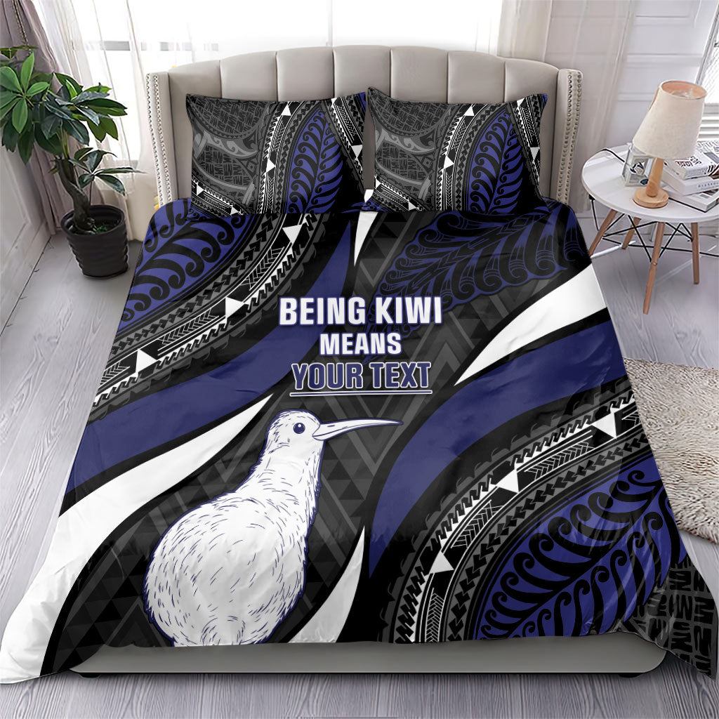 Personalised New Zealand Kiwi Bedding Set Silver Fern Tribal Pattern