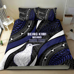 Personalised New Zealand Kiwi Bedding Set Silver Fern Tribal Pattern