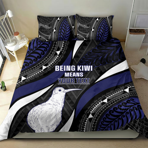 Personalised New Zealand Kiwi Bedding Set Silver Fern Tribal Pattern