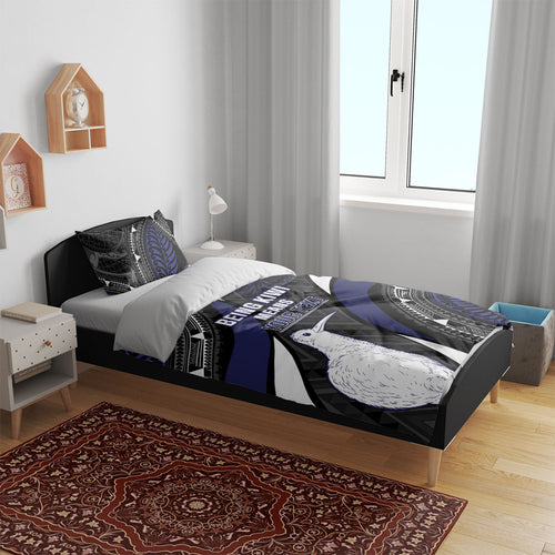 Personalised New Zealand Kiwi Bedding Set Silver Fern Tribal Pattern