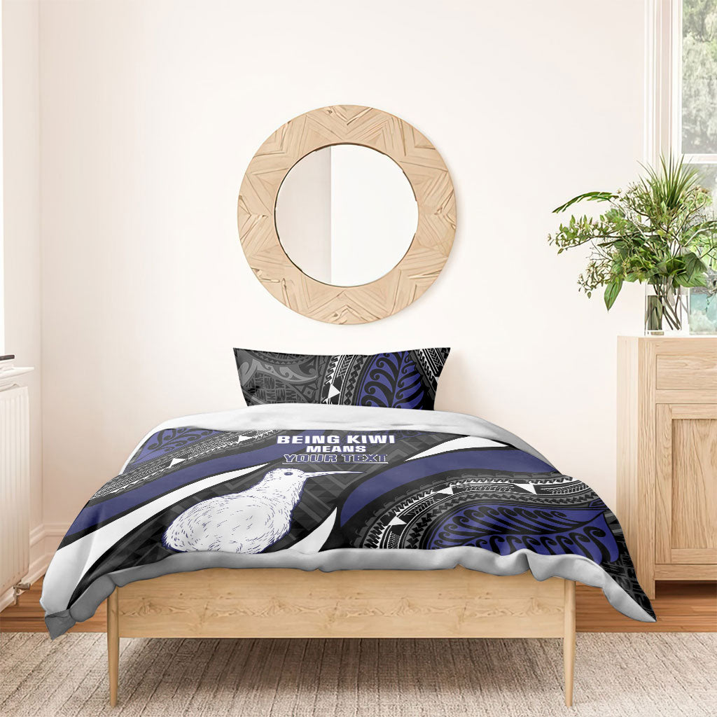 Personalised New Zealand Kiwi Bedding Set Silver Fern Tribal Pattern