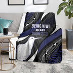 Personalised New Zealand Kiwi Blanket Silver Fern Tribal Pattern