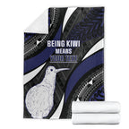 Personalised New Zealand Kiwi Blanket Silver Fern Tribal Pattern