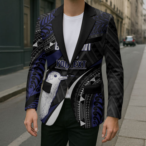 Personalised New Zealand Kiwi Blazer Silver Fern Tribal Pattern