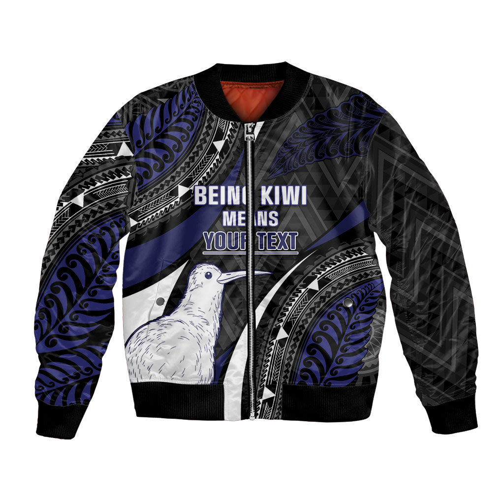 Personalised New Zealand Kiwi Bomber Jacket Silver Fern Tribal Pattern