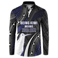 Personalised New Zealand Kiwi Button Sweatshirt Silver Fern Tribal Pattern