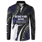 Personalised New Zealand Kiwi Button Sweatshirt Silver Fern Tribal Pattern