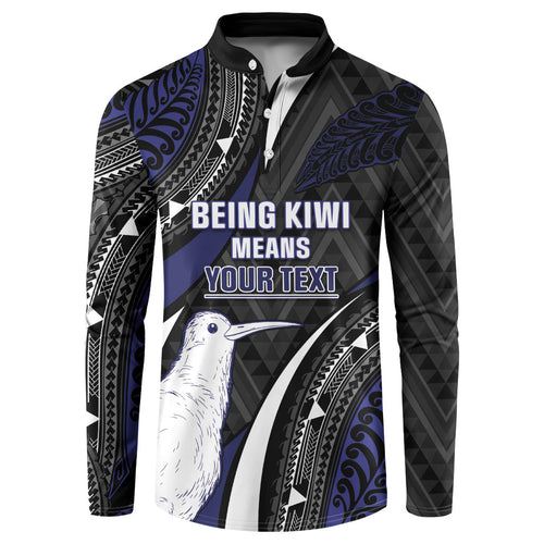 Personalised New Zealand Kiwi Button Sweatshirt Silver Fern Tribal Pattern