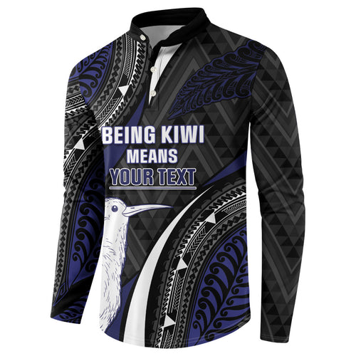 Personalised New Zealand Kiwi Button Sweatshirt Silver Fern Tribal Pattern