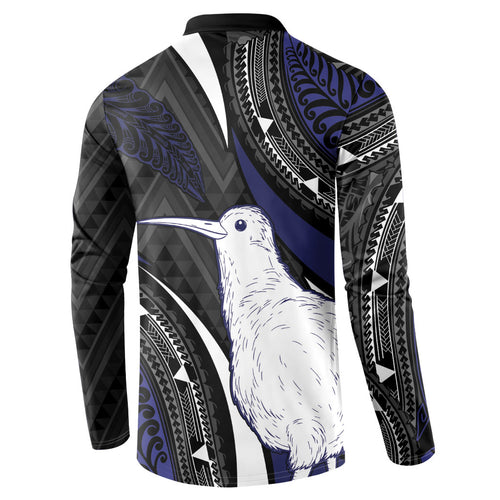 Personalised New Zealand Kiwi Button Sweatshirt Silver Fern Tribal Pattern