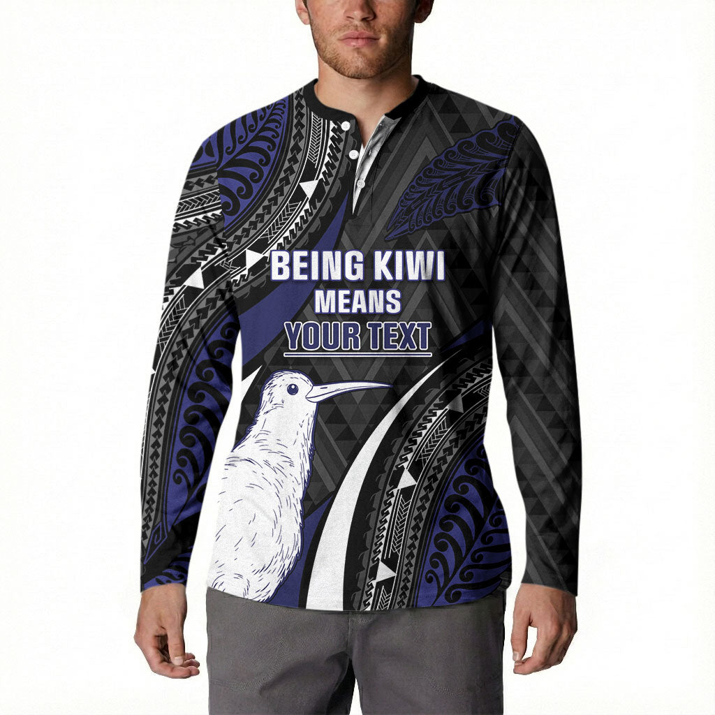 Personalised New Zealand Kiwi Button Sweatshirt Silver Fern Tribal Pattern
