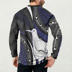 Personalised New Zealand Kiwi Button Sweatshirt Silver Fern Tribal Pattern