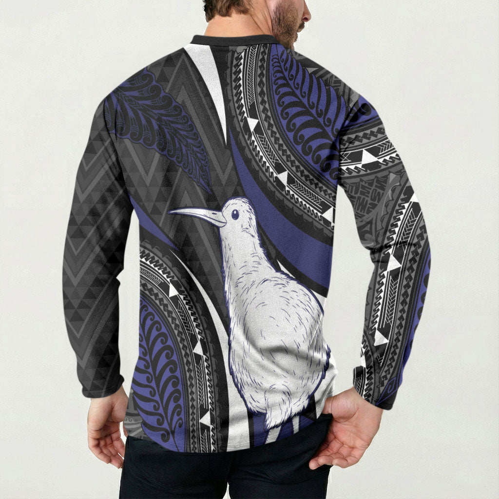 Personalised New Zealand Kiwi Button Sweatshirt Silver Fern Tribal Pattern