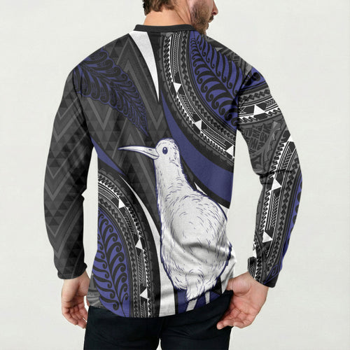 Personalised New Zealand Kiwi Button Sweatshirt Silver Fern Tribal Pattern