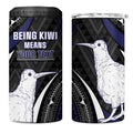 Personalised New Zealand Kiwi 4 in 1 Can Cooler Tumbler Silver Fern Tribal Pattern