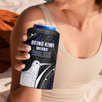 Personalised New Zealand Kiwi 4 in 1 Can Cooler Tumbler Silver Fern Tribal Pattern