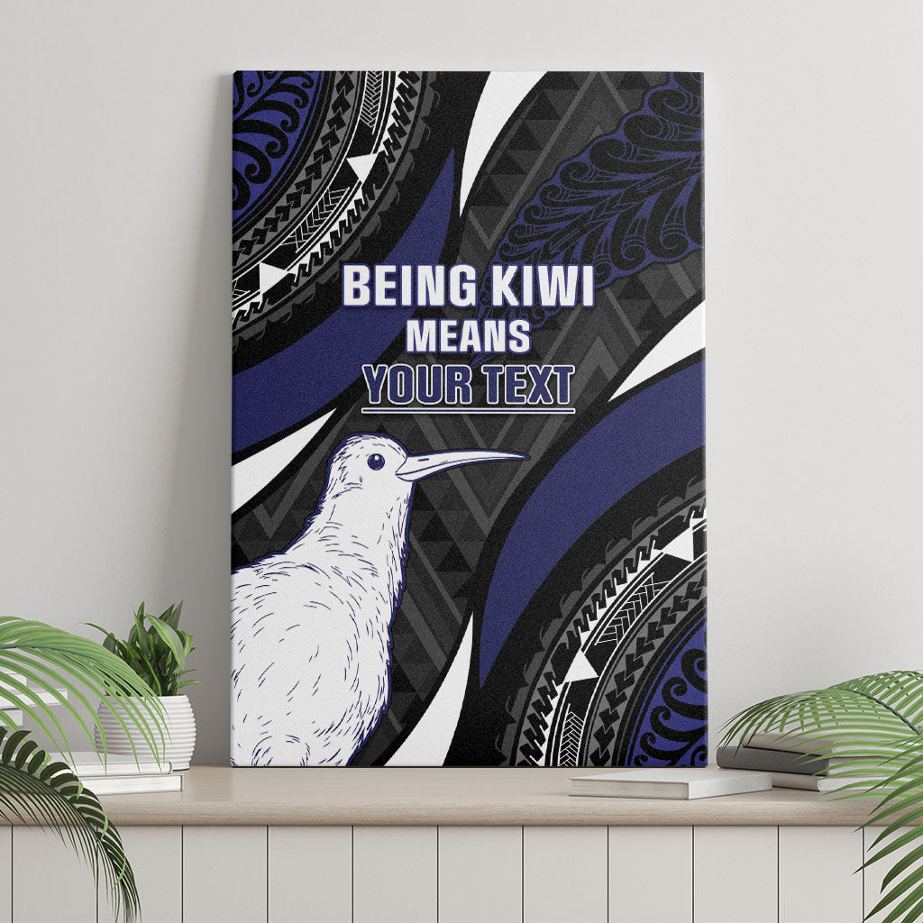 Personalised New Zealand Kiwi Canvas Wall Art Silver Fern Tribal Pattern