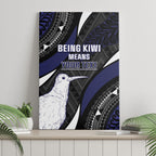 Personalised New Zealand Kiwi Canvas Wall Art Silver Fern Tribal Pattern