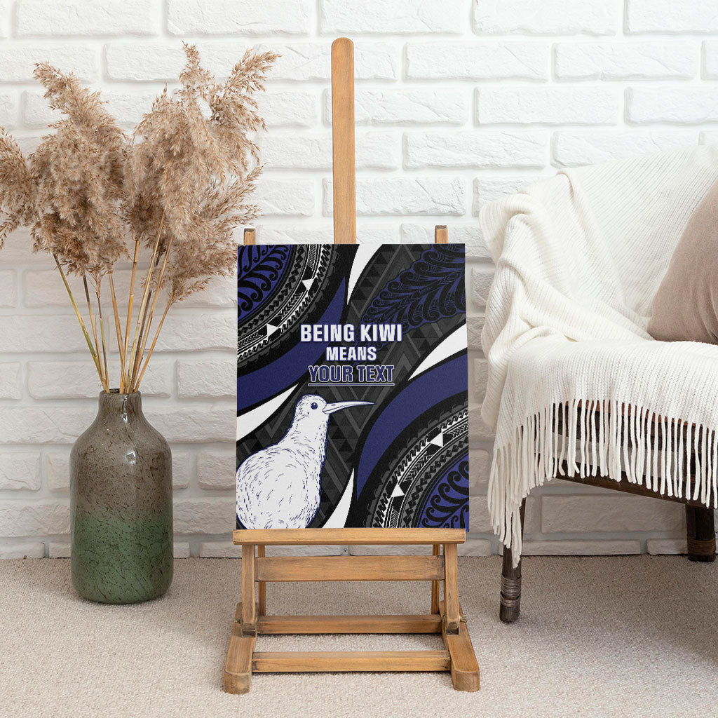 Personalised New Zealand Kiwi Canvas Wall Art Silver Fern Tribal Pattern