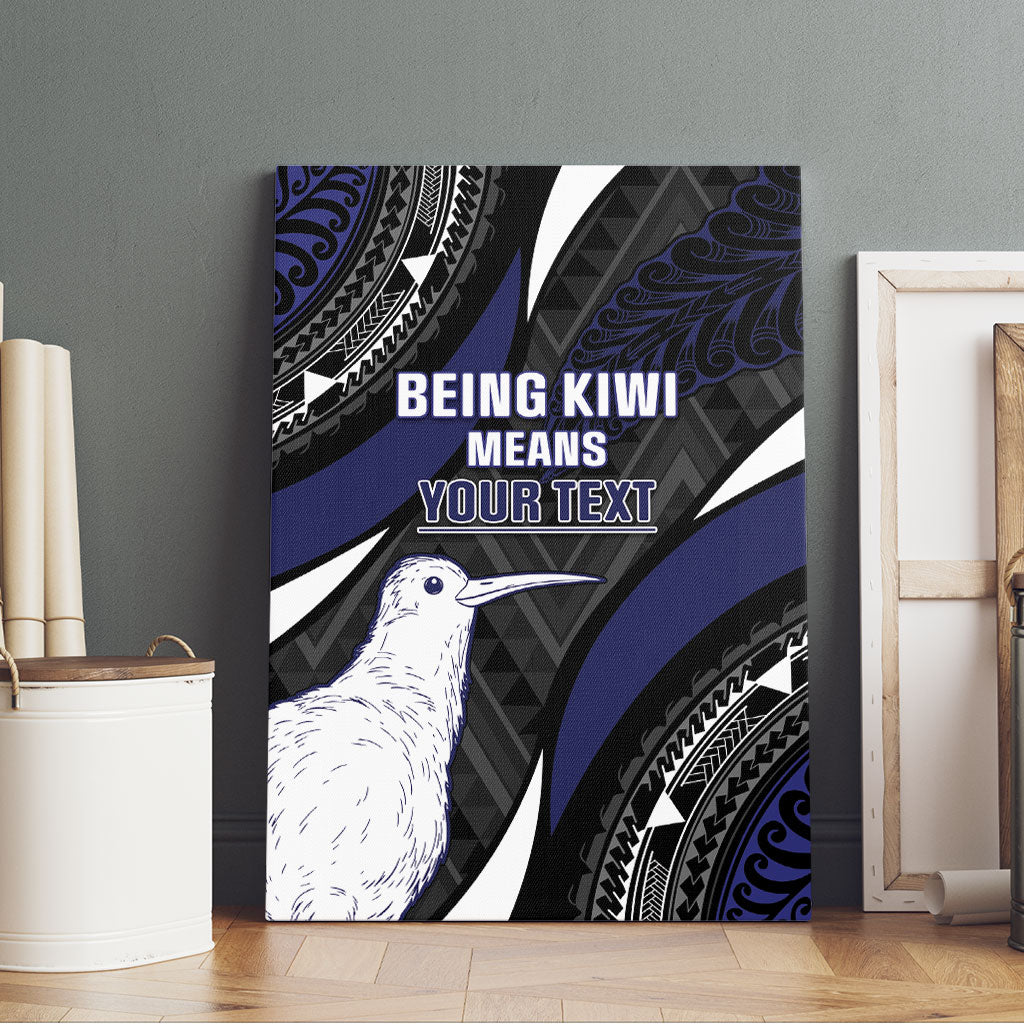 Personalised New Zealand Kiwi Canvas Wall Art Silver Fern Tribal Pattern