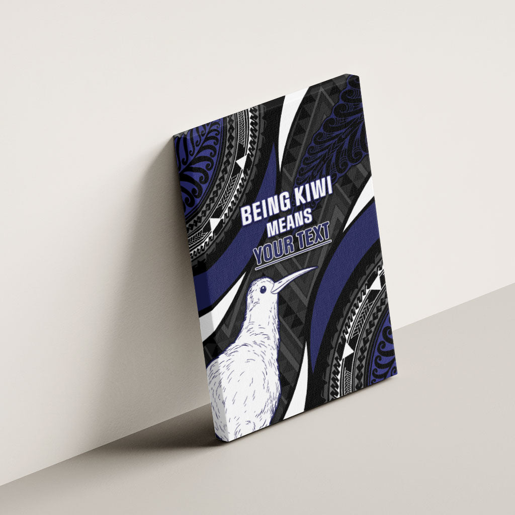 Personalised New Zealand Kiwi Canvas Wall Art Silver Fern Tribal Pattern