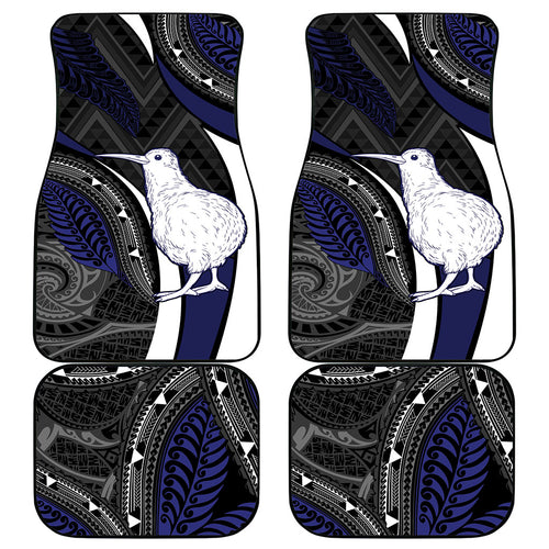 New Zealand Kiwi Car Mats Silver Fern Tribal Pattern