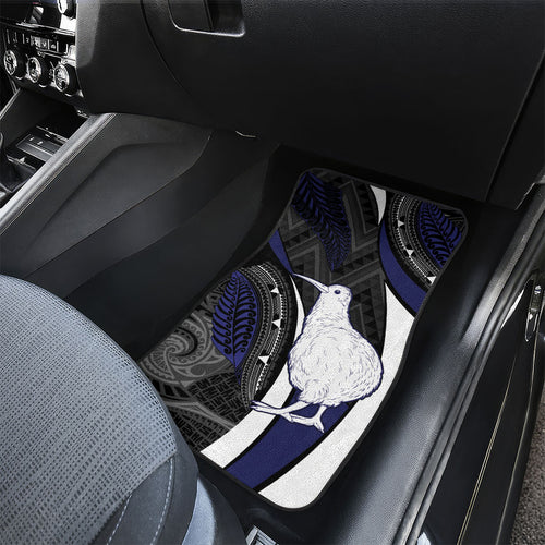 New Zealand Kiwi Car Mats Silver Fern Tribal Pattern